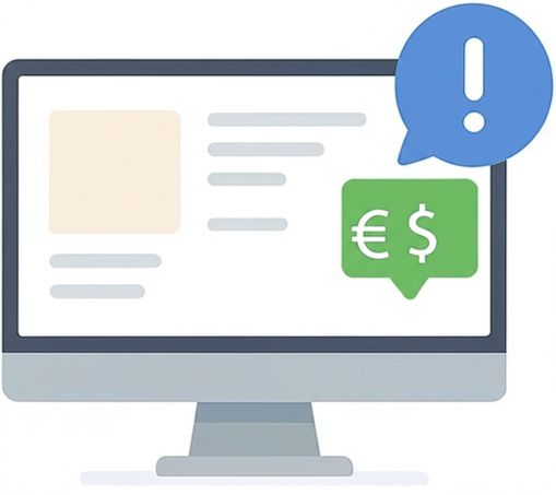 Écran d'ordinateur montrant une notification d'alerte de prix